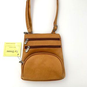 Le Donne Leather Multi-compartment Crossbody / Shoulder Bag - Caramel Brown